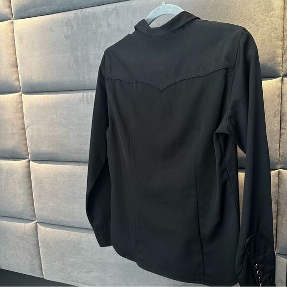 ROPER vintage women's snap down western shirt embroidered black on black size s - Picture 6 of 7